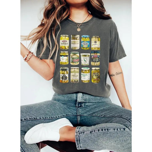 Pickle Shirt, Retro Canned Pickles Shirt, Pickle Jar Shirt, Pickle Lover Shirt, Trendy Womens Shirt, Pickle Graphic Tees
