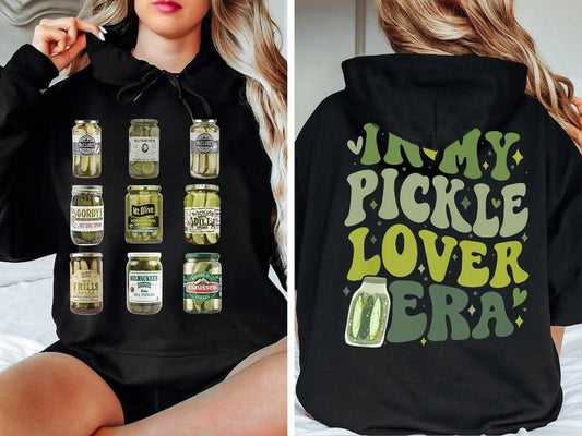 Pickle Sweatshirt, Vintage Pickle Sweater, Holiday Sweater, Xmas Tee, Pickle Lover Gift, 2 side  Hoodie and Sweater; T-shirt Cotton Womenswear