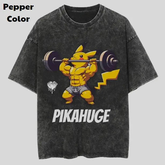 Pikahuge Vintage Graphic Tees, Pikachu T-Shirt, Pokemon Anime Shirt, Unisex Gym T-Shirt, Gift For Men Women, Menswear Womenswear Streetwear