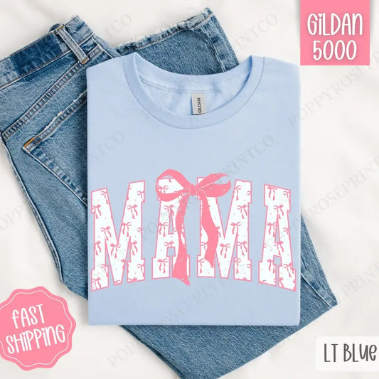Pink Mama Bow Shirt Gildan, Women's Tee, Cute Women's Tshirt Plus Sizes