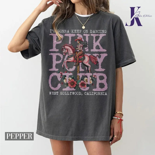 Pink Pony Club Comfort Colors Shirt, Chappell Roan Shirt, I'm Gonna Keep On Dancing, Midwest Princess 2024 Tour Tee, WLW Pride Music Tee, Left Chest Embroidery