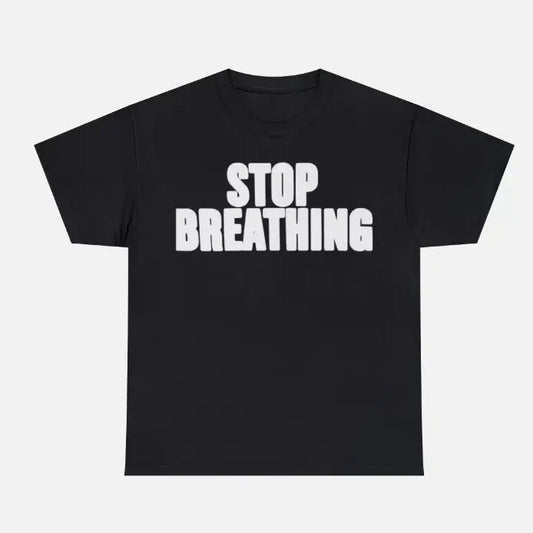 Playboi 'Stop Breathing' T-Shirt, Black Streetwear Tee, Unisex Cotton Shirt, Perfect for Rap Music Fans, Menswear Top, Womenswear Top, Gift for Hip Hop Lovers
