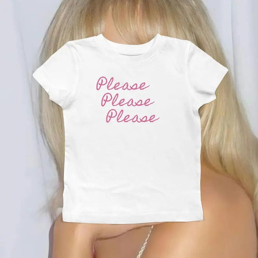 Please Please Please Baby Tee, Short N' Sweet Crop Top, Concert Sabrina Merch, Coquette Aes Casual Cotton