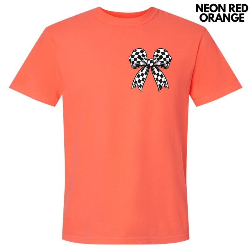 Pocket Size - Black Checkered Bow Comfort Colors T-Shirt 'NLB' Hoodie, Sweatshirt | CoreVibeTees.com