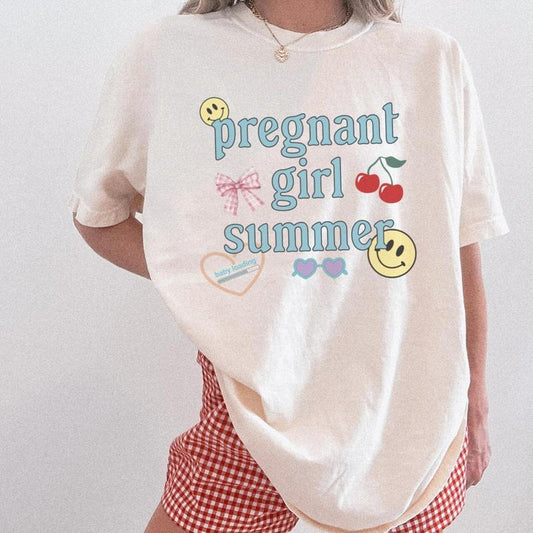 Pregnant Girl Summer Shirt Trendy Aesthetic Cute Maternity Shirt Pregnancy Announcement Shirt Gift For Mom To Be