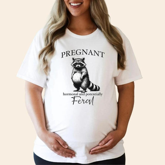 Pregnant Raccoon Shirt Feral Shirt Funny Pregnancy Shirt Im Pregnant Shirt Soon To Be Mom Pregnant Wife Gift Bun In The Oven Maternity Shirt