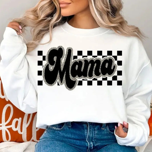 Premium  Checkered Mama Leopard Print , Trendy Mama , Retro Mama Sweatshirt