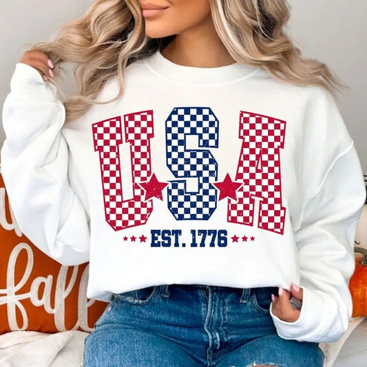 Premium  Checkered USA, 4th of July , Fourth Of July Sweatshirt