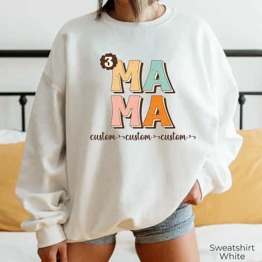 Premium  Customized Mama Sweatshirt, Trendy Mommy Hoodie For Women, Mom Themed Shirt, Mother's Day Sweater, Preppy Gift For Grandma
