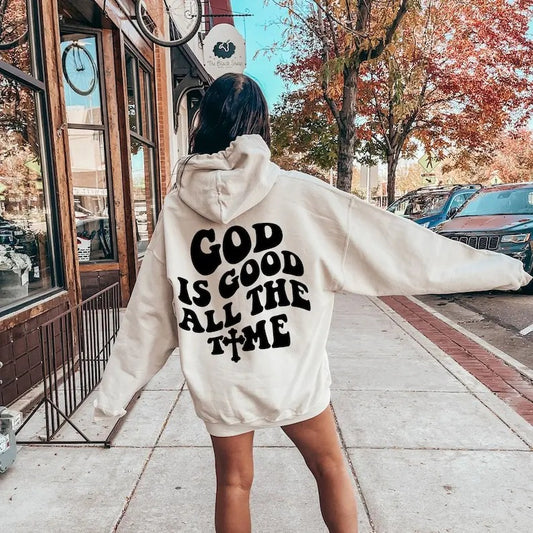 Premium  God Is Good All The Time Hoodie, Aesthetic Christian Sweatshirt, Women's Religious Shirt, Bible Verse Shirt, Faith Tee, Christian Gift