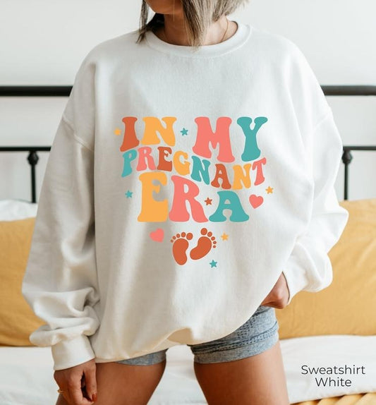 Premium  IIn My Pregnant Era Sweatshirt, Pregnancy Reveal Tee, Baby Announcement Hoodie, Trendy New Mom Shirt, Gift For Mama