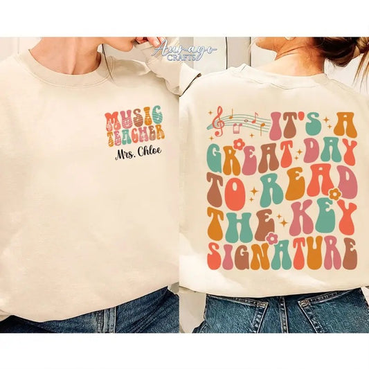 Premium  It's A Great Day To Read the Key Signature Sweatshirt, Custom Music Teacher Shirt, Music Teacher Gift, Appreciation gift,Choir Director Gift