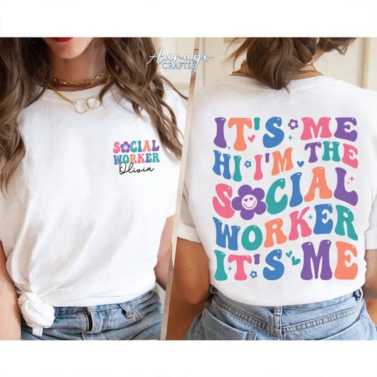 Premium  It's Me Hi I'm The Social Worker It's Me Sweatshirt, Social Worker Shirt, MSW Graduation Gift, Social Worker Gift, Social Worker Month Gifts