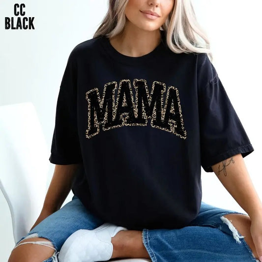 Premium  Leopard Mama T-Shirt, Cute Mama T-Shirt, New Mom Gift, Pregnancy Reveal T-shirt, Mother's Day Gift, Mom Life