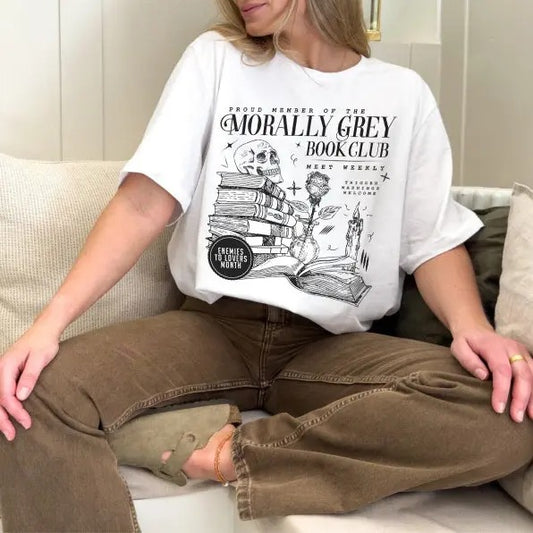 Premium  Morally Grey Book Club Shirt | Dark Romance Crewneck, Spooky Season Sweatshirt, Bookish Shirt Vintage Bookish Gift For Book Lover Reader