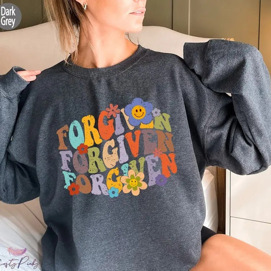 Premium  Retro Forgiven Sweatshirt, Christian Shirt, Faith Hoodie, Religious T shirt, Jesus Tshirt, Love and Grace Tee, Gift For Christian