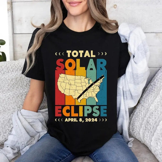 Premium  Vintage Total Solar Eclipse 2024 USA Map Unisex t-shirt, Eclipse Tee, Solar Eclipse Shirt, Lunar Eclipse Gift, April 8 2024, Astronomy Shirt