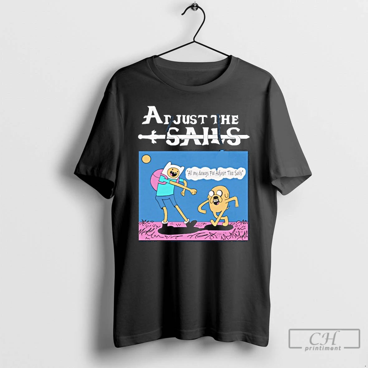 Premium Adjust The Sails Finn X Jake T-Shirts, Hoodie, Sweatshirt | CoreVibeTees.com