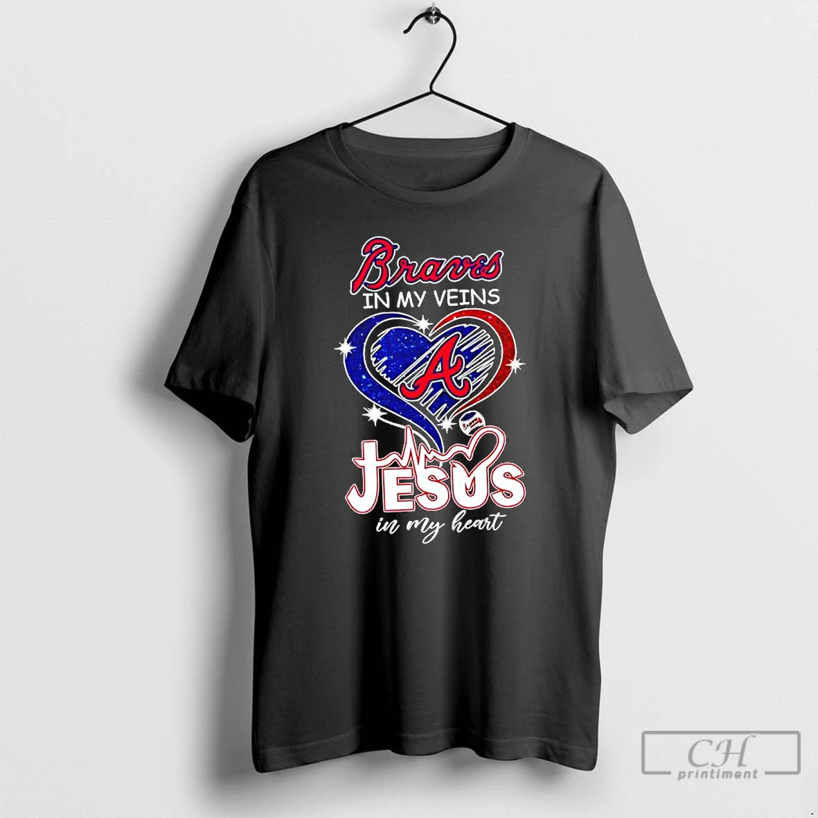 Premium Atlanta Braves In My Veins Jesus In My Heart Baseball Graphic T Shirts Sweater Hoodie, Sweatshirt | CoreVibeTees.com