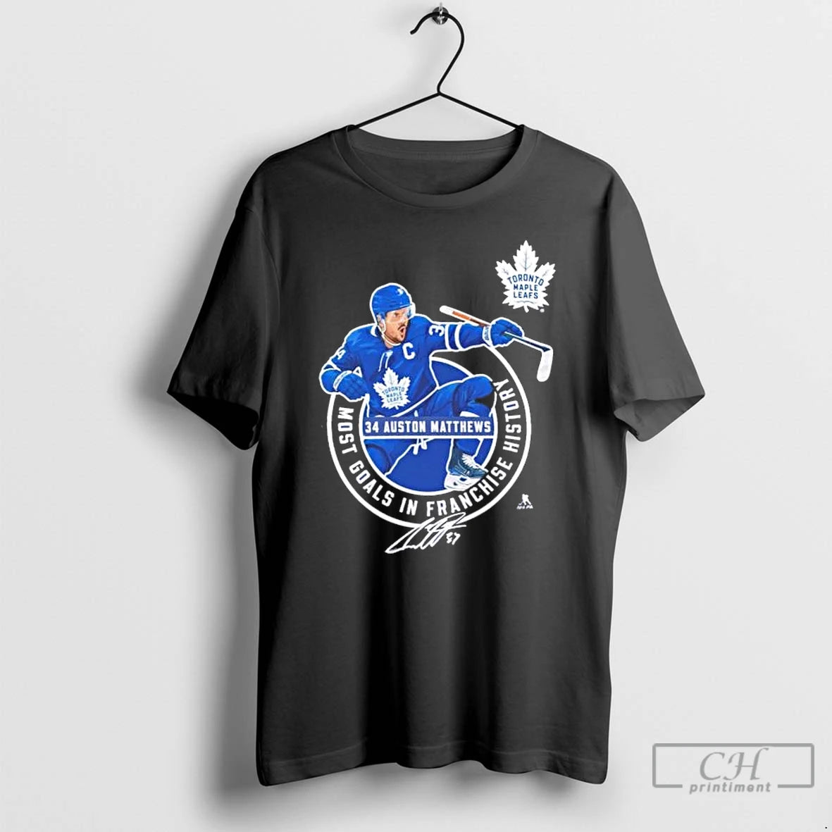 Premium Auston Matthews 34 Most Goals In Franchise History T-Shirts, Hoodie, Sweatshirt | CoreVibeTees.com