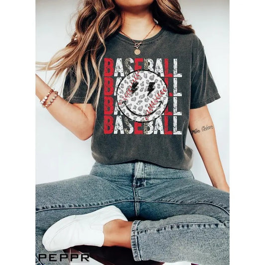 Premium Baseball Shirt, Baseball Mom, Baseball Smiley Shirt, Baseball Shirts For Women, Leopard Baseball, Baseball Mama, Gift