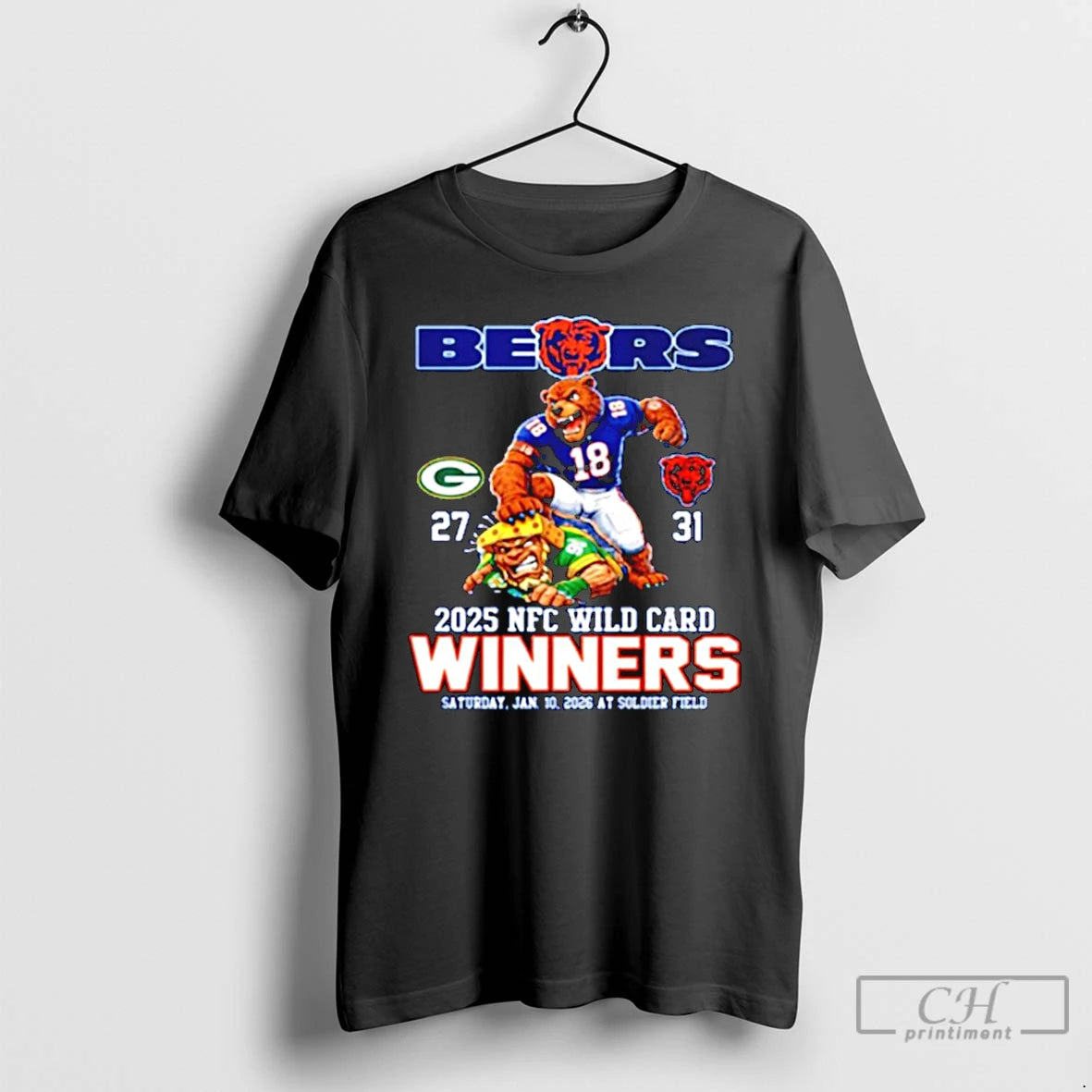 Premium Bears 2025 Nfc Wild Card Winners Mascot T-Shirts, Hoodie, Sweatshirt | CoreVibeTees.com