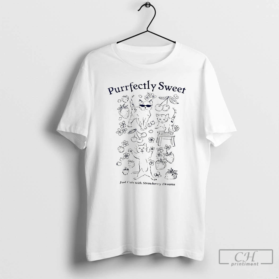 Premium Cats Berries Kittens Cherries Flowers Purrfectly Sweet Just Cats With Strawberry T Shirts Sweater