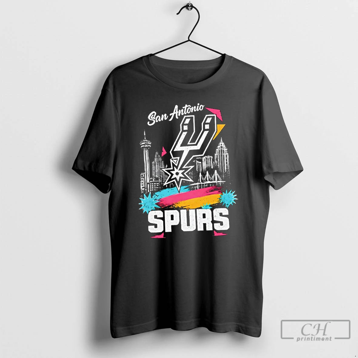 Premium City Skyline San Antonio Spurs Basketball Game Day Playoffs 2026