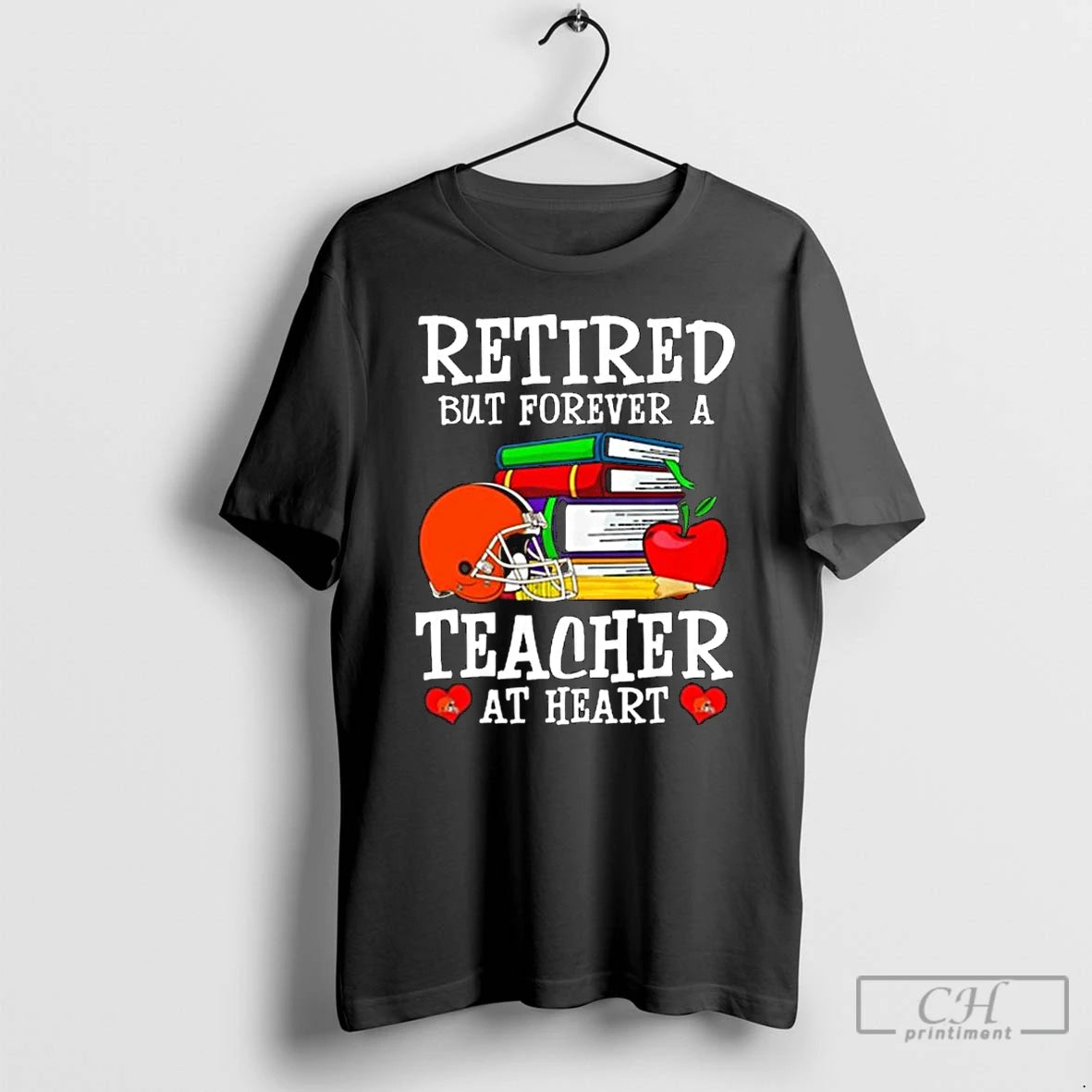 Premium Cleveland Browns Retired But Forever A Teacher At Heart Long Sleve T Shirts
