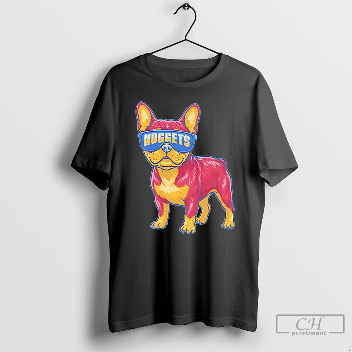 Premium Denver Nuggets French Bulldog Cartoon Tee