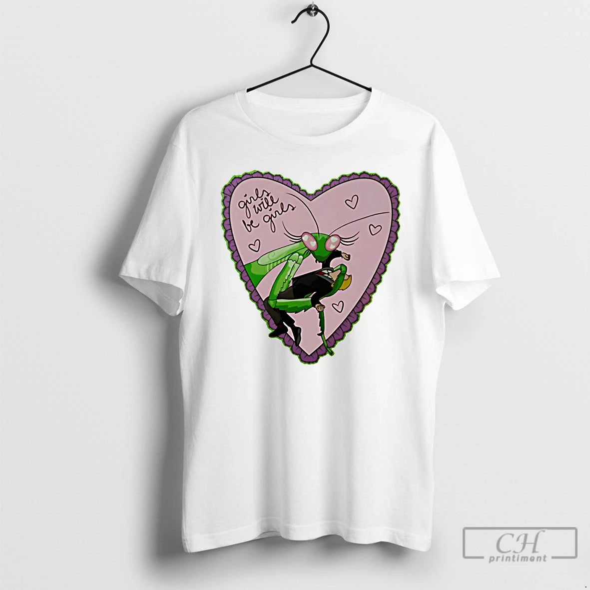 Premium Girls Will Be Girls Mantis Valentines Day T-Shirts, Hoodie, Sweatshirt | CoreVibeTees.com