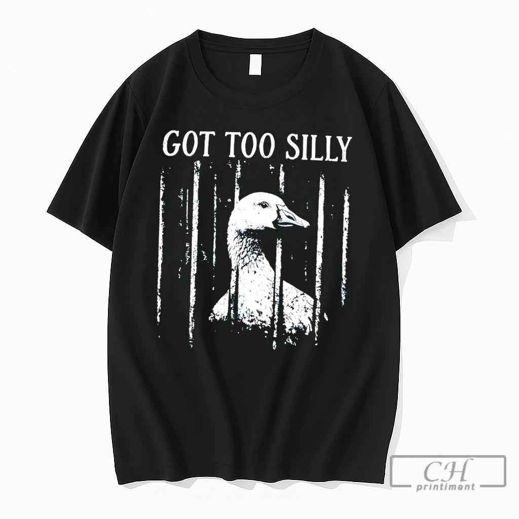 Premium Got Too Silly Duck In Cell Illustrated Tee