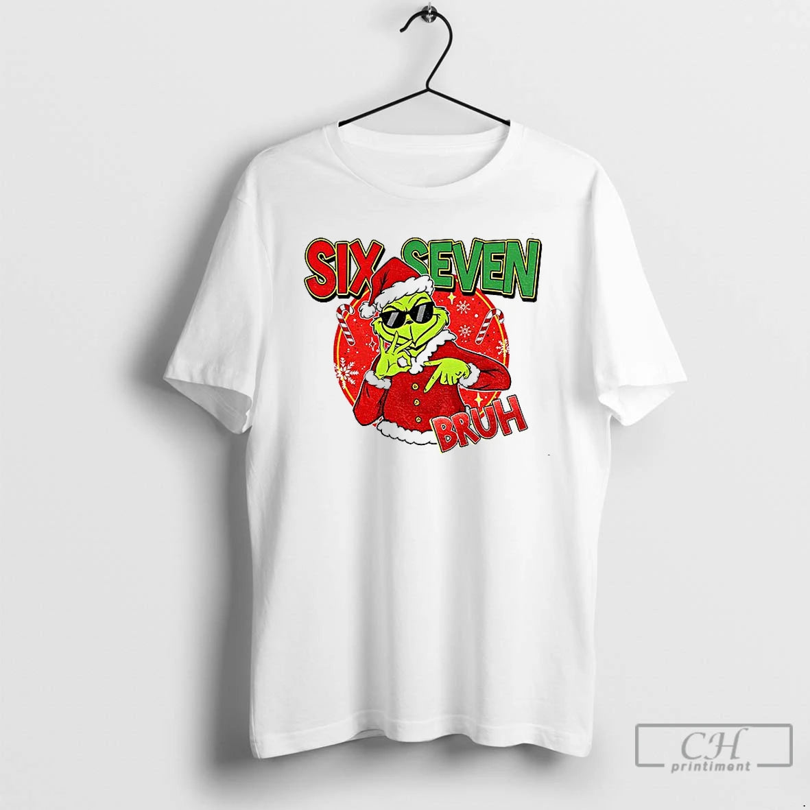 Premium Grinch Santa Green Movie Character Six Seven Bruh Merry Christmas T-Shirts, Hoodie, Sweatshirt | CoreVibeTees.com