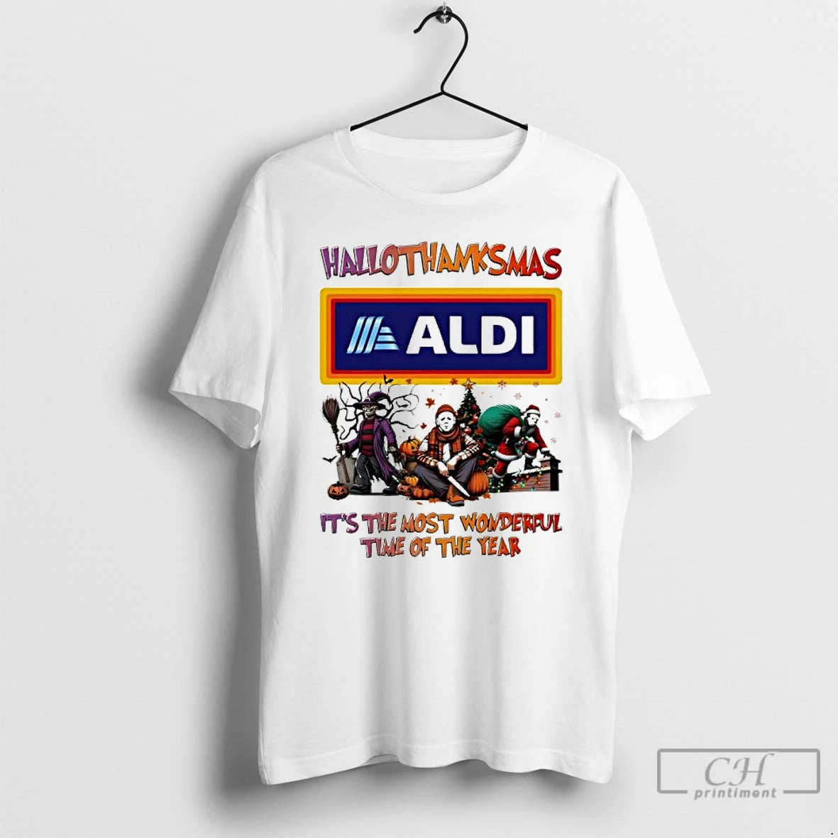 Premium Hallothanksmas Characters Vs Aldi Logo Its The Most Wonderful Time Of The Year