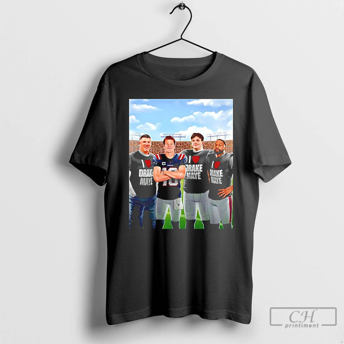 Premium I Love Drake Maye Graphic Cartoon T-Shirts, Hoodie, Sweatshirt | CoreVibeTees.com