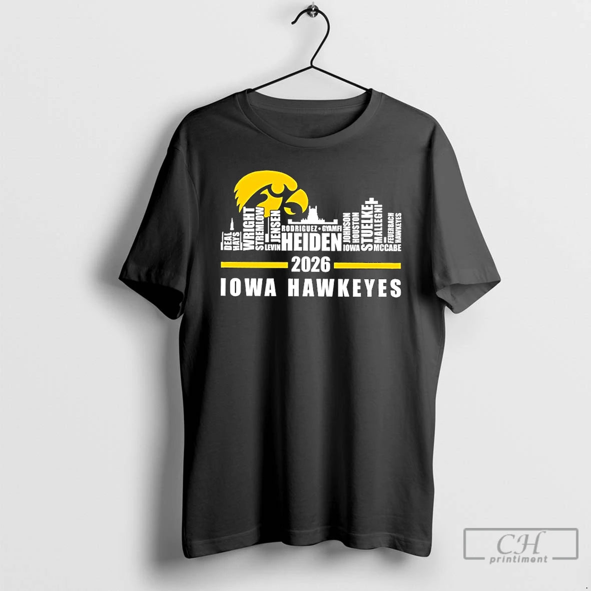 Premium Iowa Hawkeyes 2026 Player Name Skyline City T-Shirts, Hoodie, Sweatshirt | CoreVibeTees.com