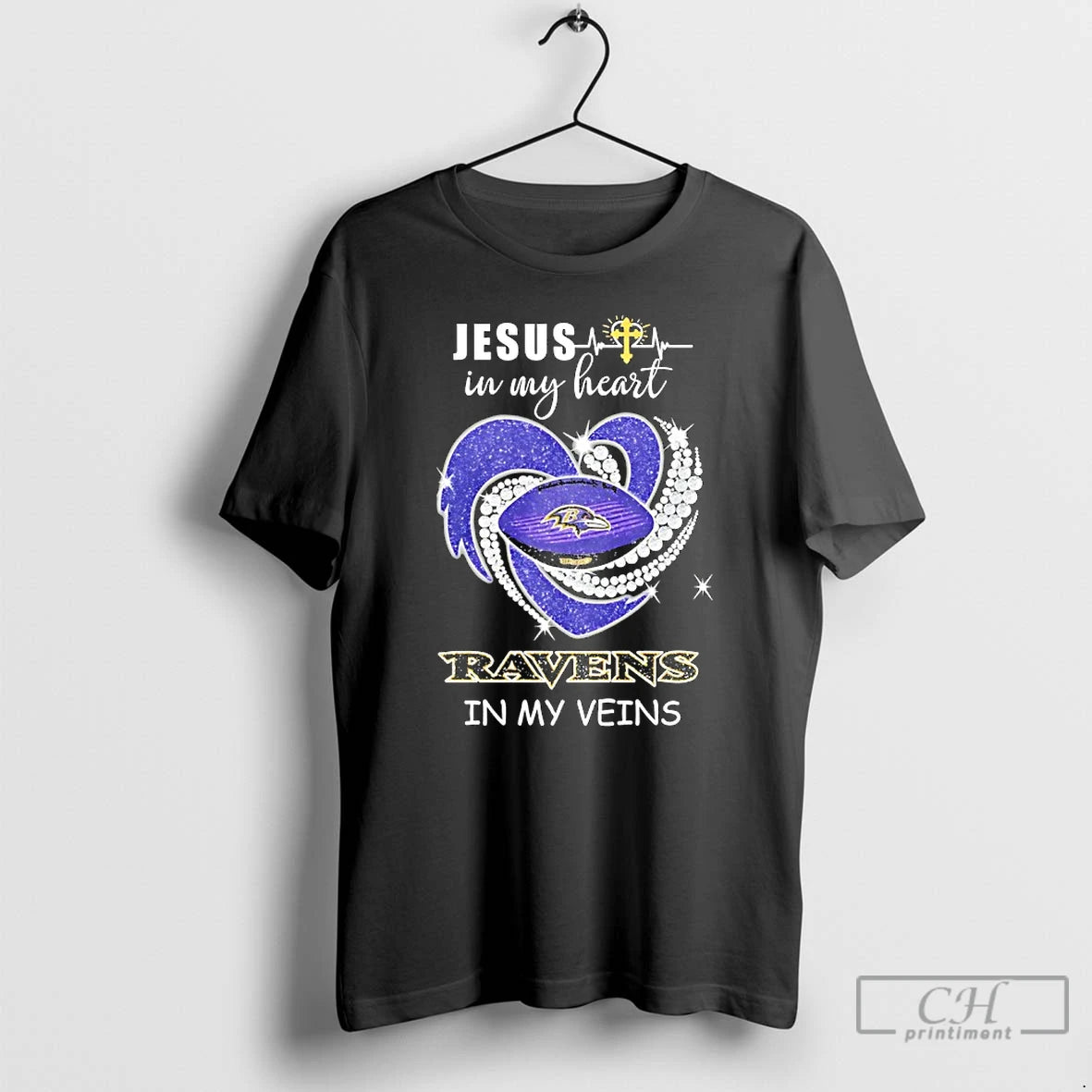 Premium Jesus In My Heart Baltimore Ravens In My Veins Logo Team T Shirts Sweater Hoodie, Sweatshirt | CoreVibeTees.com