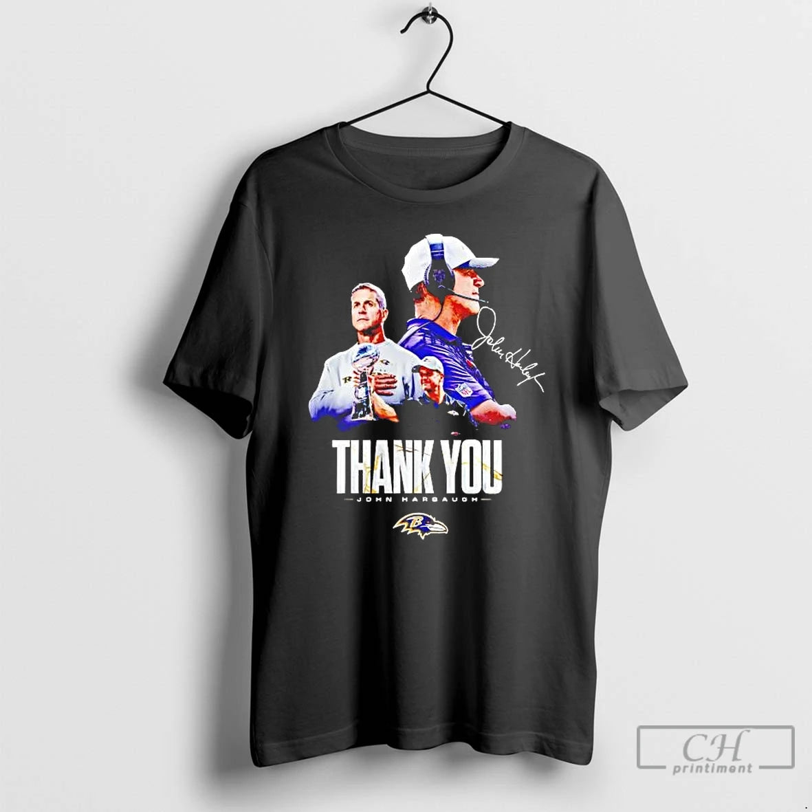 Premium John Harbaugh Thank You Ravens Coach Signature T-Shirts, Hoodie, Sweatshirt | CoreVibeTees.com