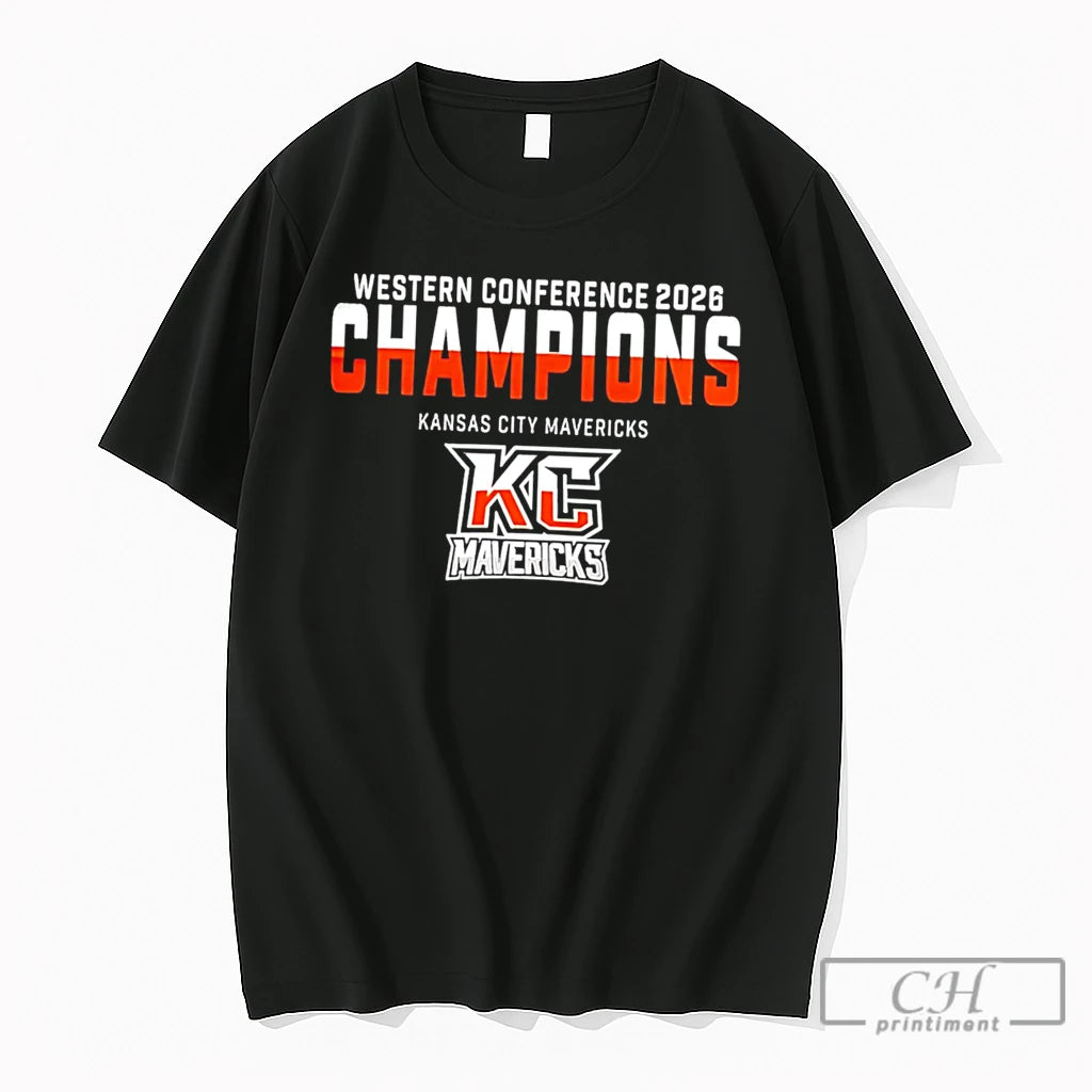 Premium Kansas City Mavericks Western Conference Hockey Champions 202 Logo Tee