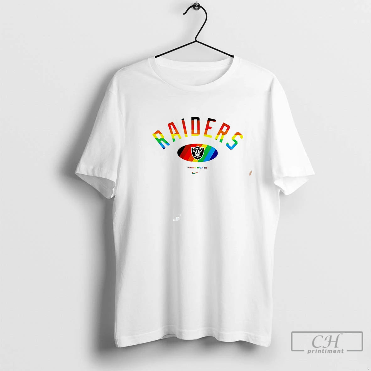 Premium Las Vegas Raiders Pride Month Rainbow Logo Tee