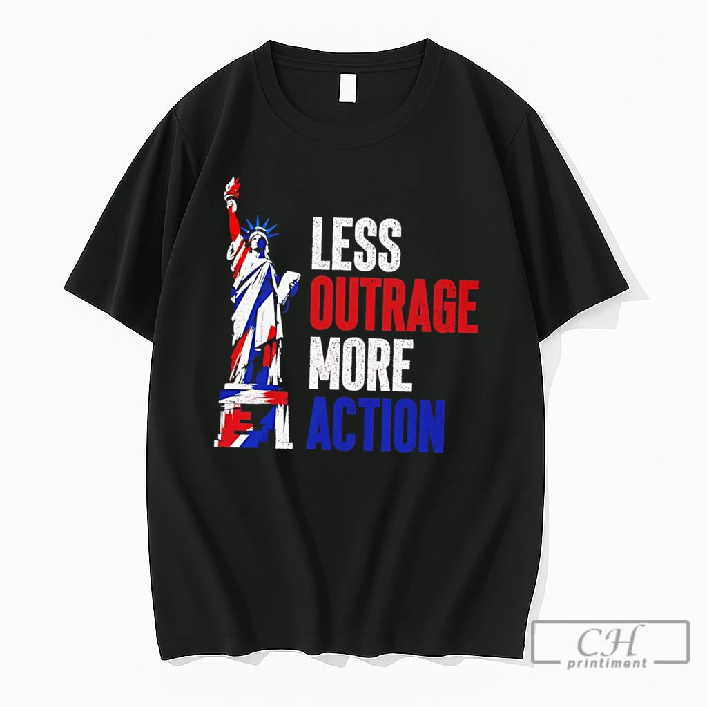 Premium Less Outrage More Action State Of Liberty Tee