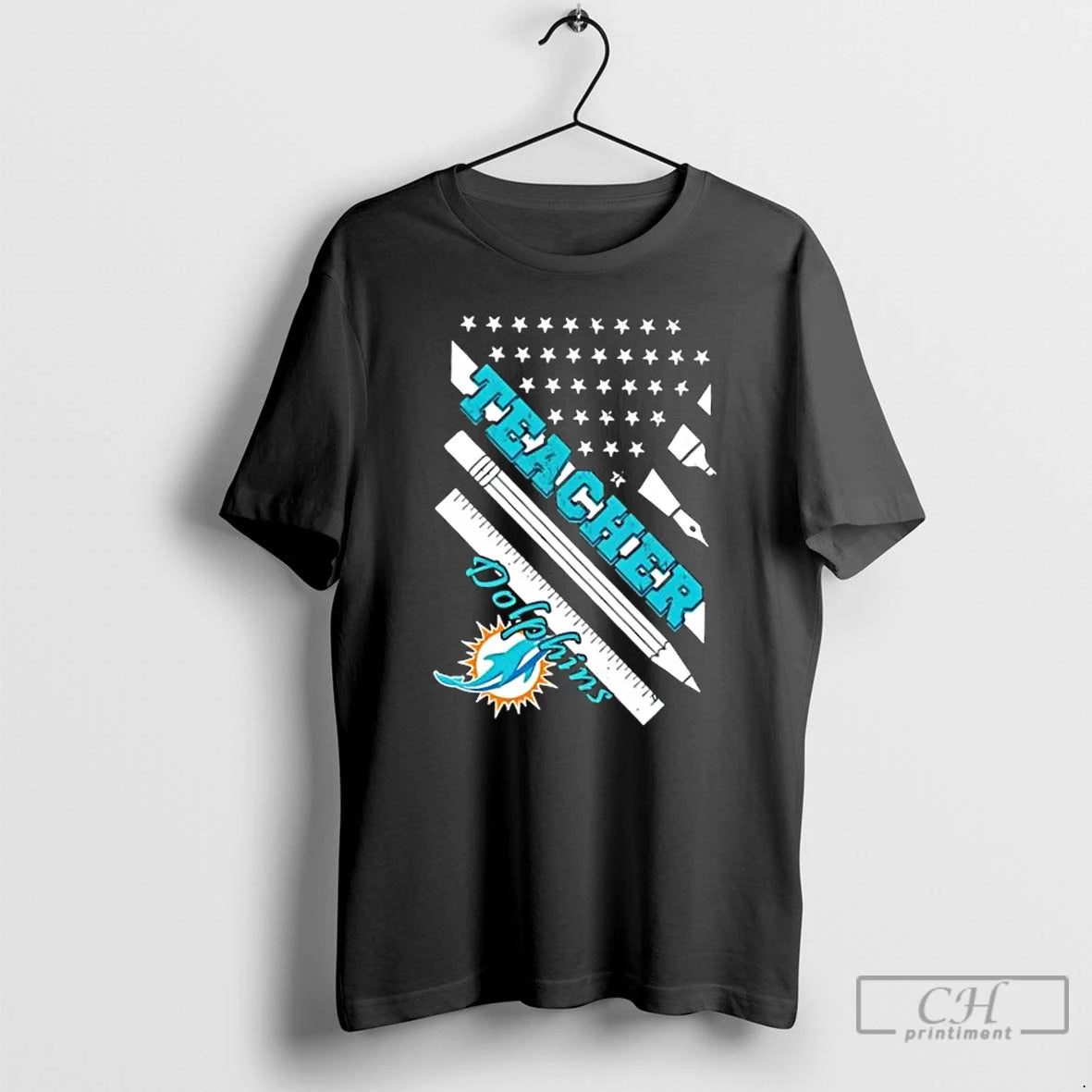 Premium Miami Dolphins Football X Teacher American Flag