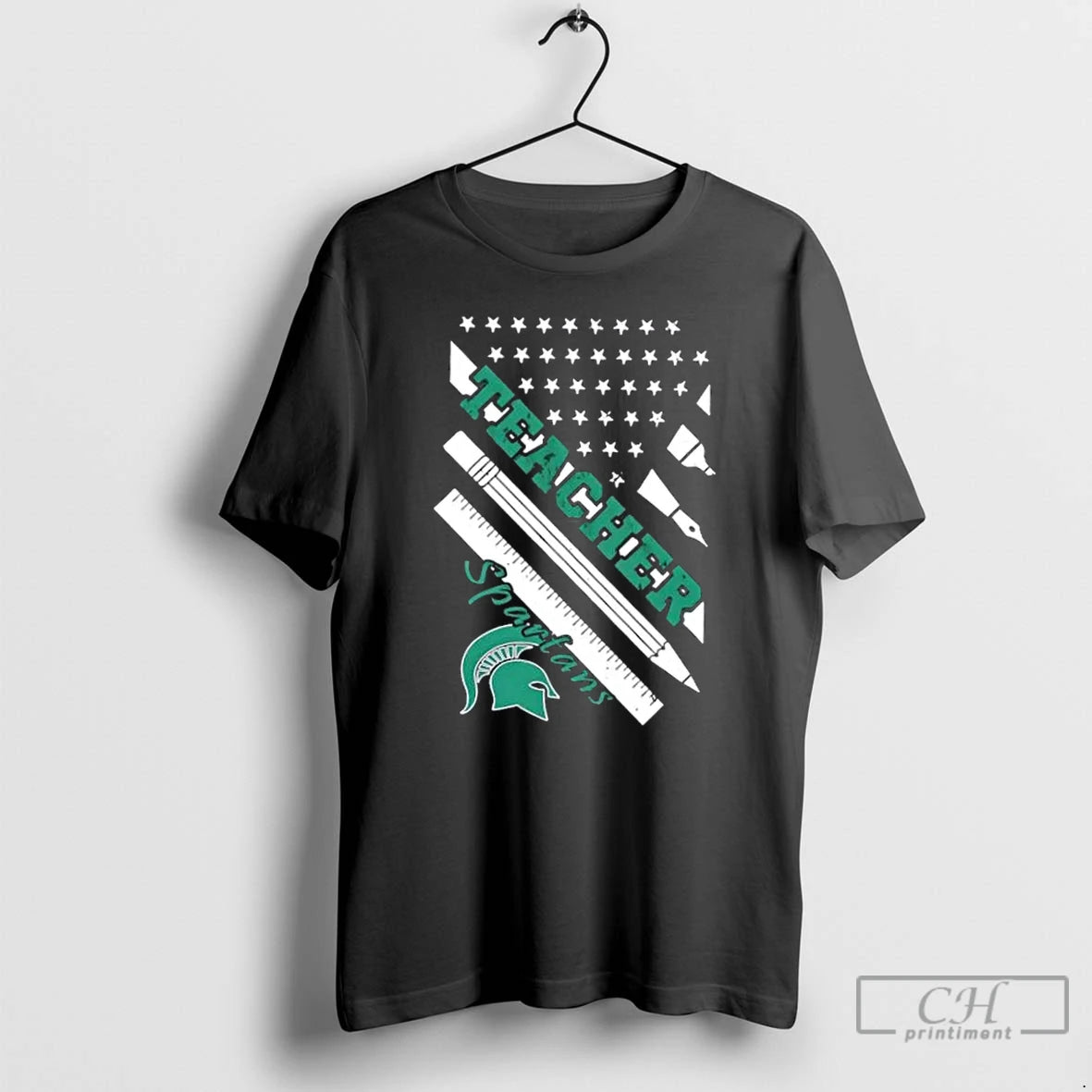 Premium Michigan State Spartans X Teacher American Flag