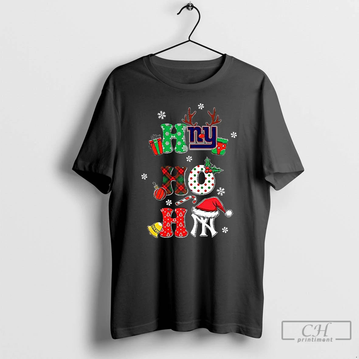 Premium New York Giants And New York Yankees Ho Ho Ho Chirstmas T Shirts
