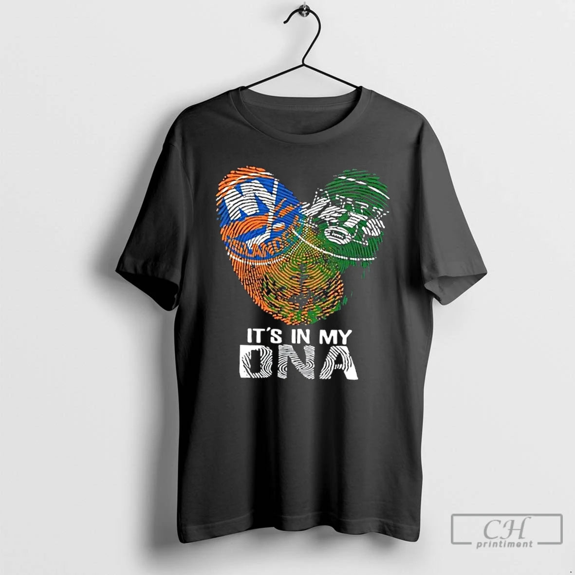 Premium New York City Sports Islanders X Jets Its In My Dna Fingerprint Heart T-Shirts, Hoodie, Sweatshirt | CoreVibeTees.com