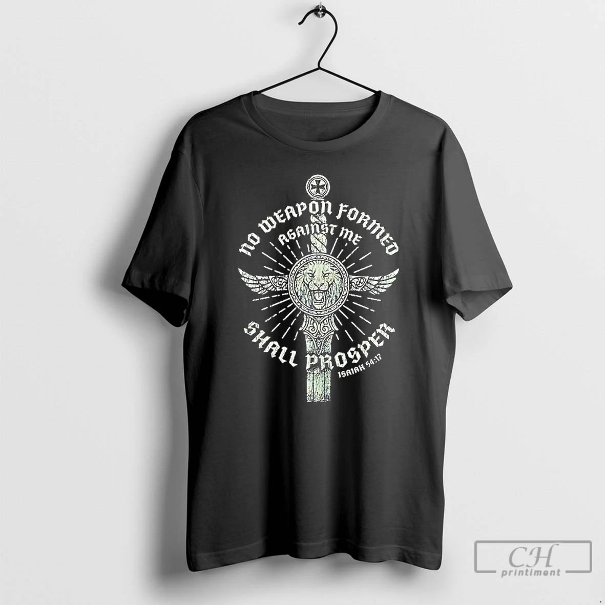 Premium No Weapon Formed Against Me Shall Prosper Isaiah Lion T-Shirts, Hoodie, Sweatshirt | CoreVibeTees.com