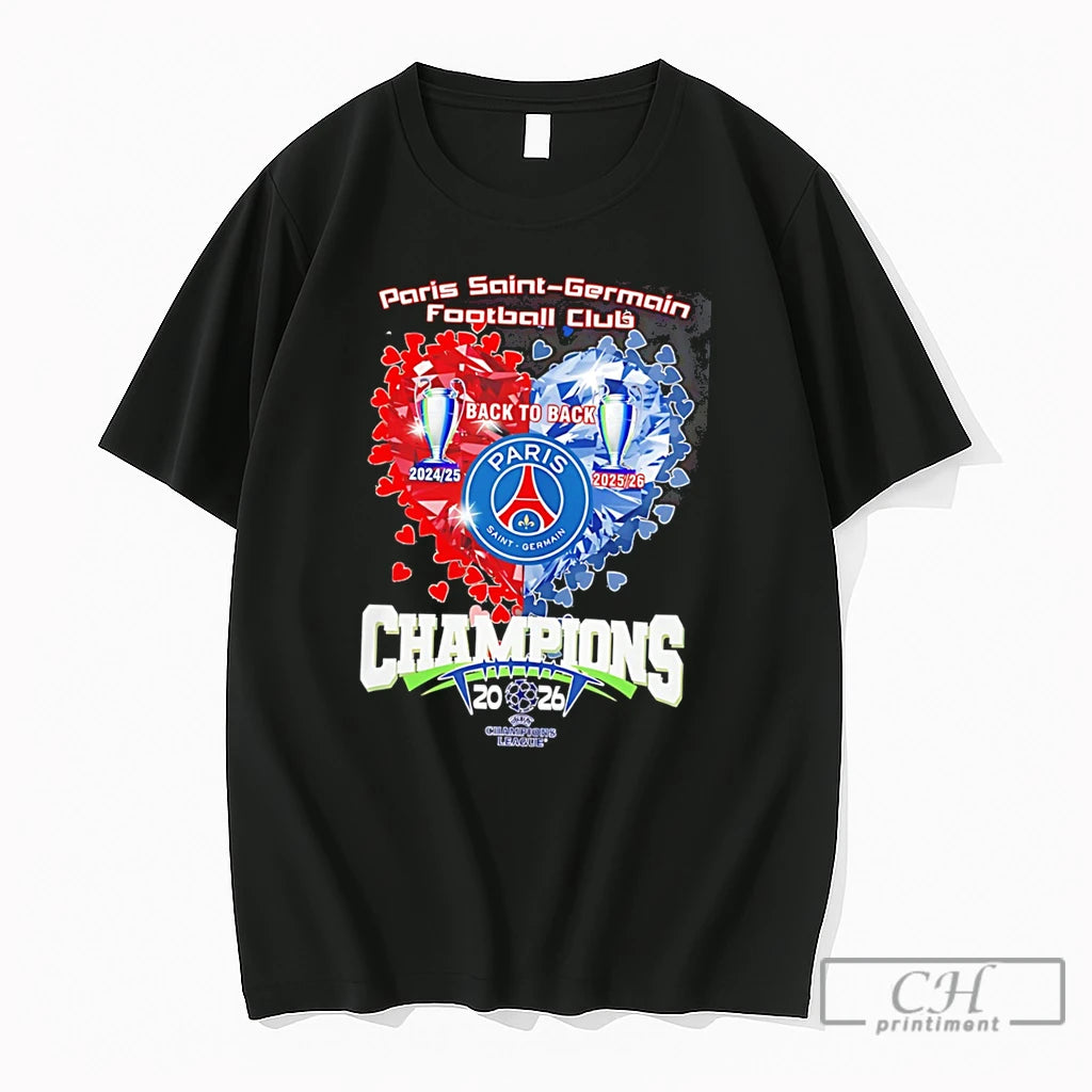 Premium Paris Saint Germain Football Club Champions 2026 Heart Ice Tee