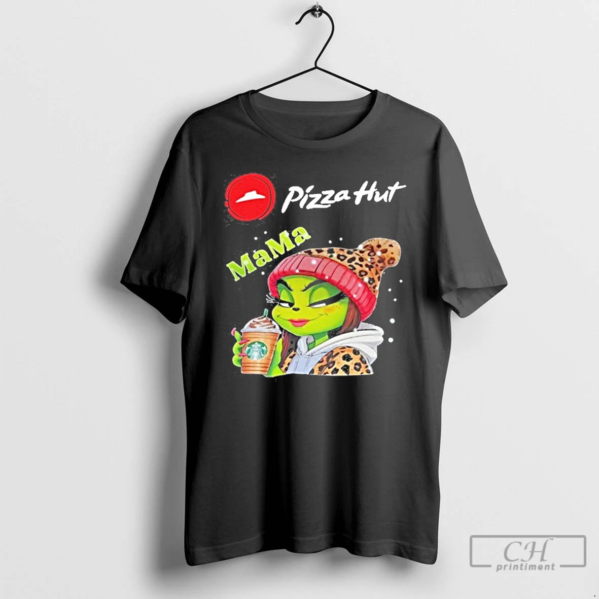 Premium Pizza Hut Logo Mama Grinch Drink Coffee T Shirts