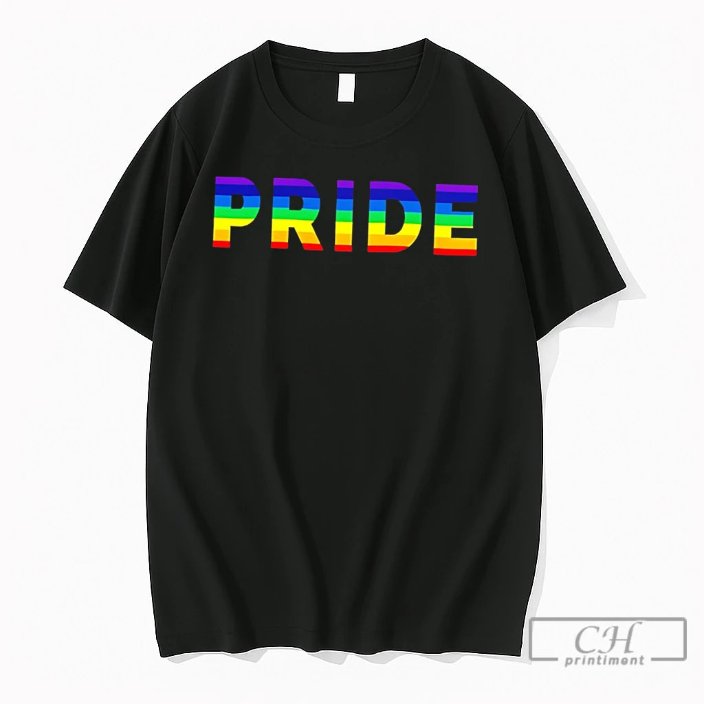 Premium Pride Text Rainbow Pride Month 2026 Tee
