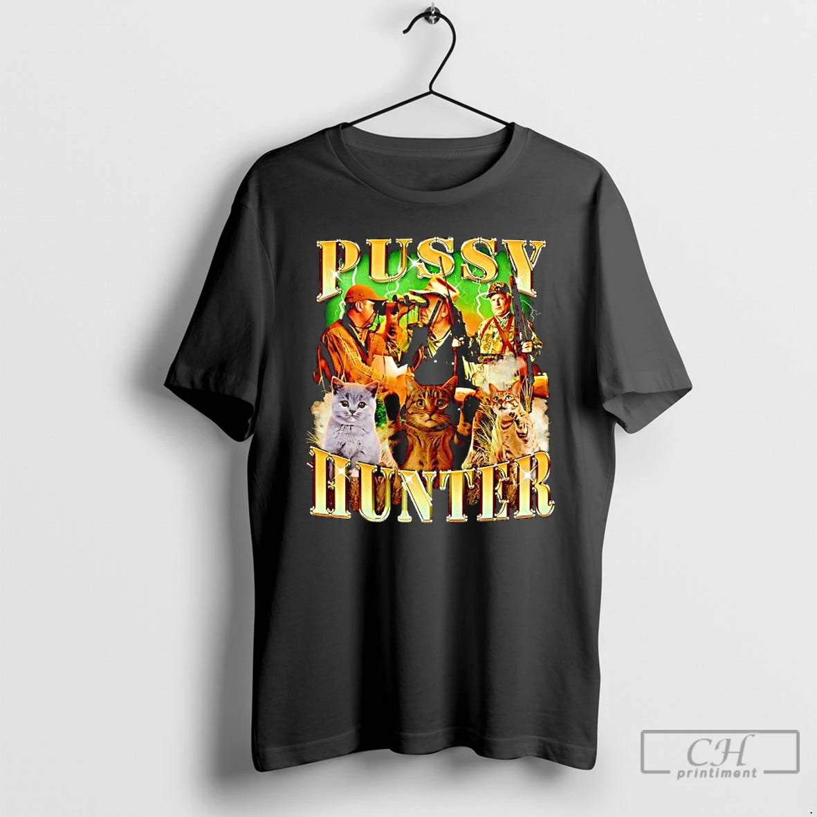 Premium Pussy Hunter Cat Hunter Imagery Graphic T-Shirts, Hoodie, Sweatshirt | CoreVibeTees.com